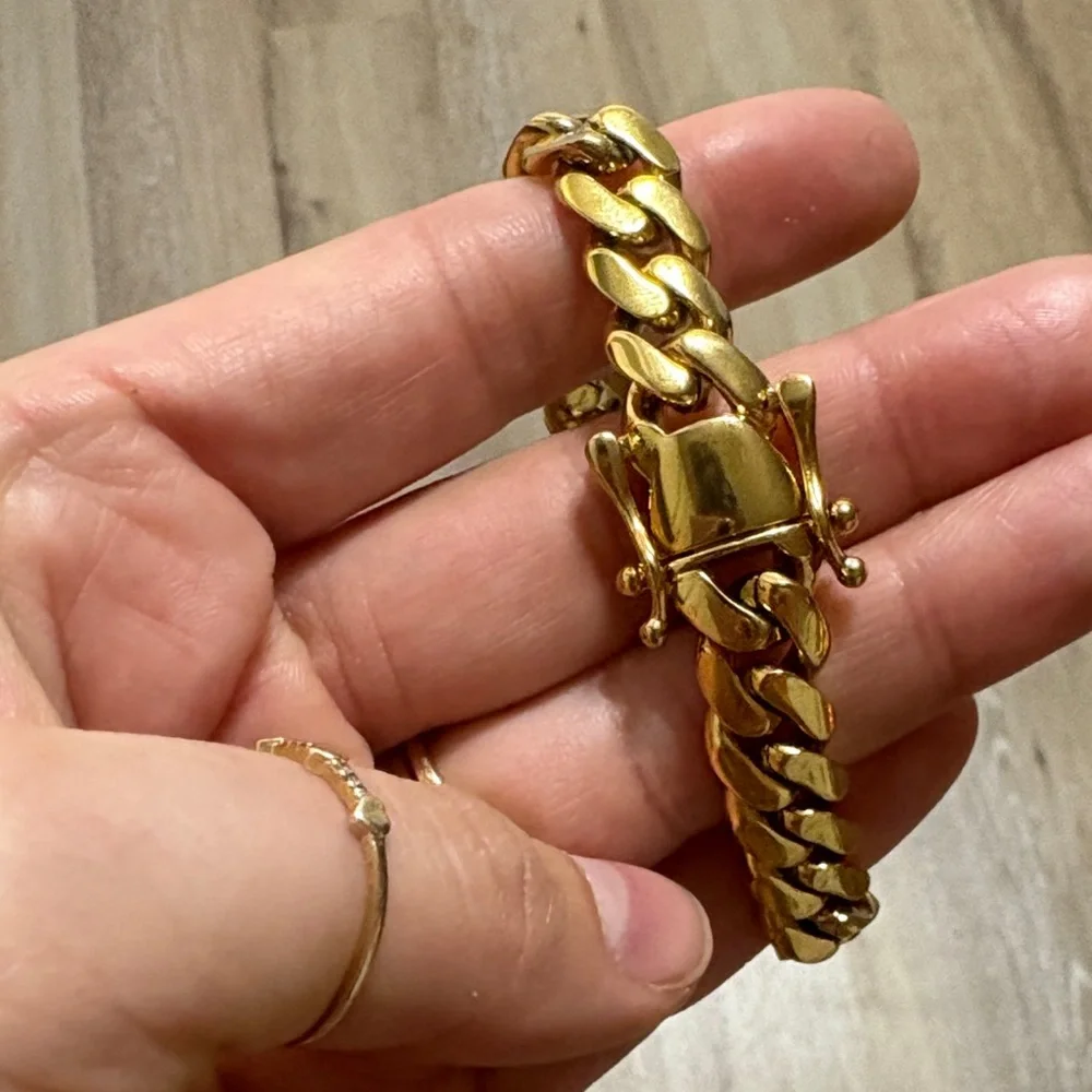 Gold Cuban Stainless Steel Men's Bracelet
